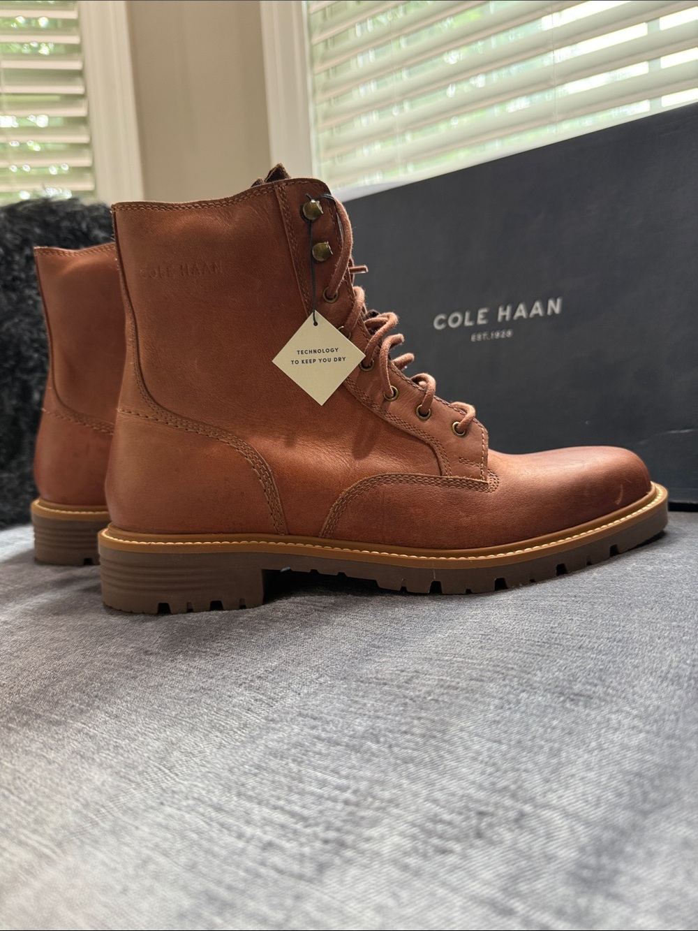 Cole Haan Men's Brown Leather Lace-Up Boots - Picture 5 of 8